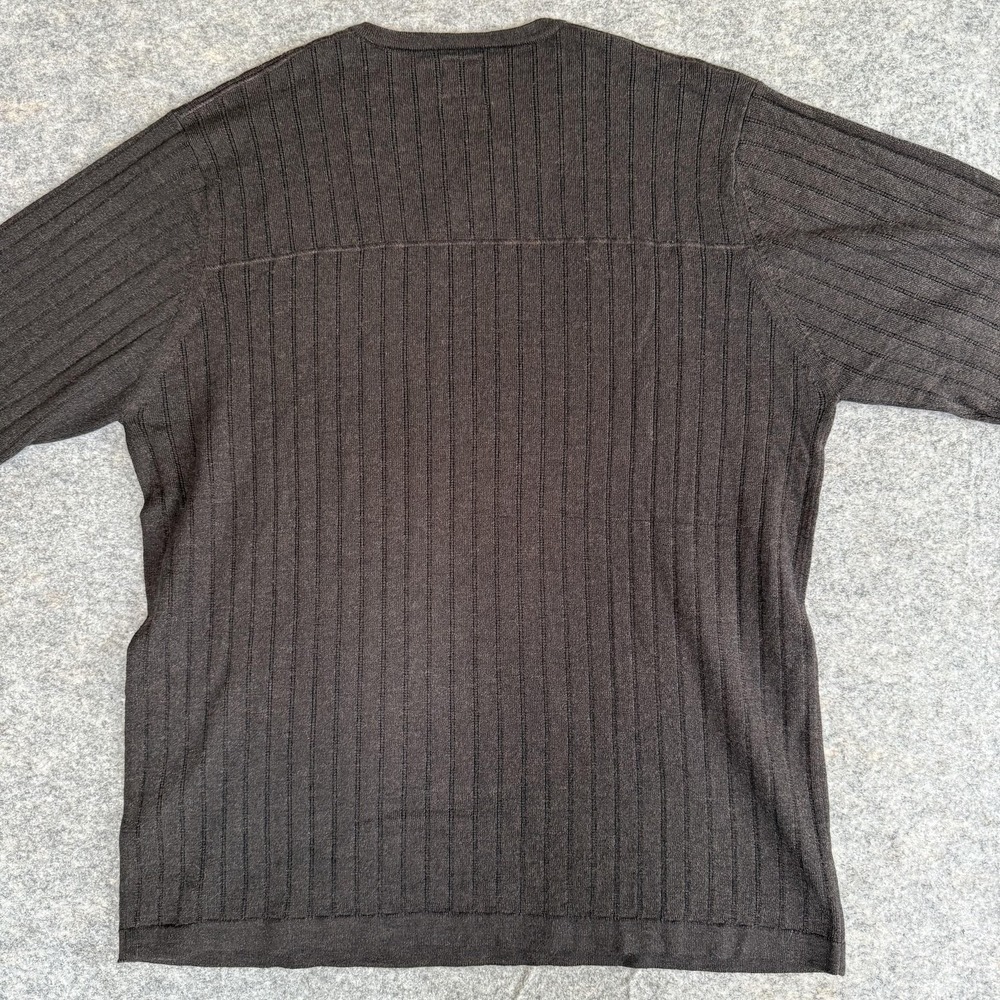 JWN Sweater Mens Large Brown V Neck Merino Wool Cotton Ribbed Knit Pullover - Picture 6 of 6
